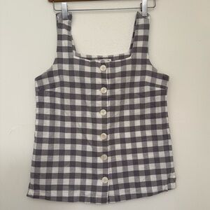 mango gray & white plaid sleeveless top 
size us xs eu s